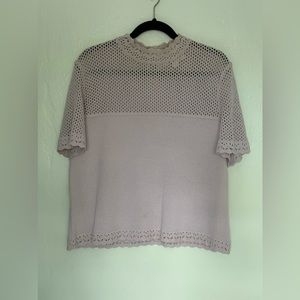 St. John Collection Purple Knit Short Sleeve Top